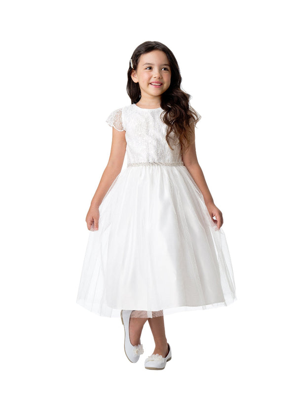 Sweet Kids Girls Multi Color Sequin Lace Scalloped Sleeve Easter Dress 2-16 - SophiasStyle.com